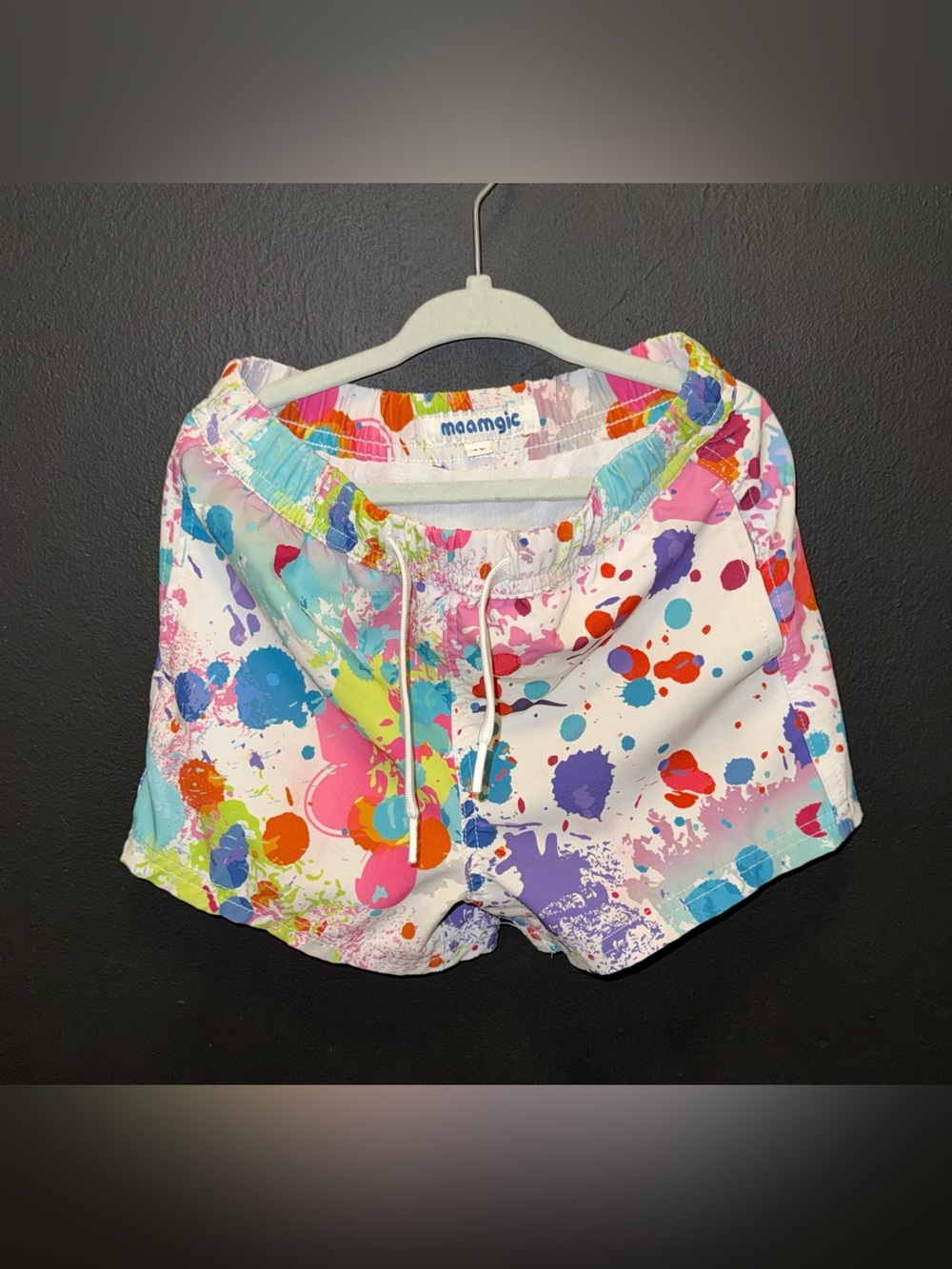 Maagic Kids' Multicolor Paint-Splash Swim Trunks - White Base